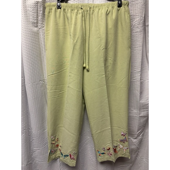 Lavie Boheme Lounge Travel 2p set Women's Medium Green Butterfly Embroidered Y2K - Picture 8 of 11